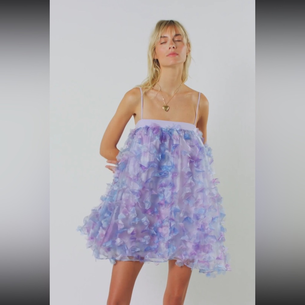 Free People Rainbows Deluxe Mini Dress Color: Blue Purple Combo - Picture 5 of 11
